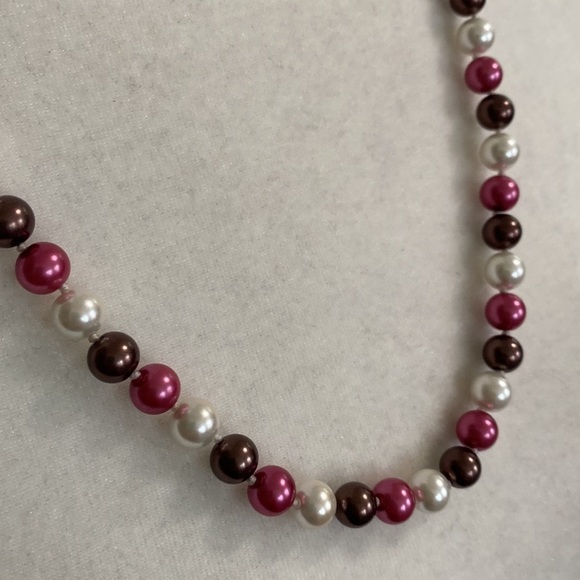 Hand Crafted Freshwater Cultured Pearls Pink Bronze White Necklace Earrings New - Picture 8 of 16